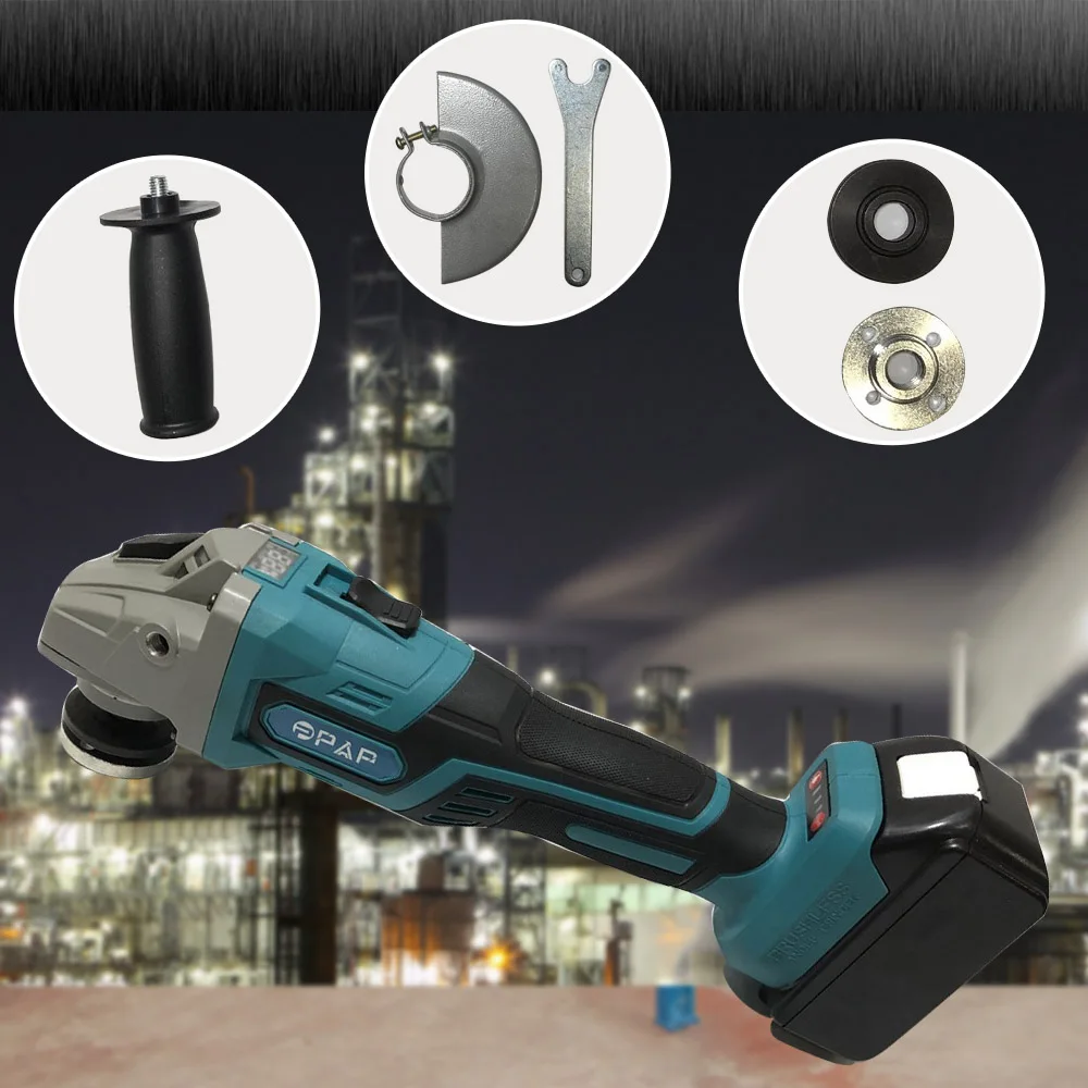 

18V 125mm Brushless Cordless Impact Angle Grinder Electric Car Grinding Machine Cutting Power Tools Without Battery for Makita