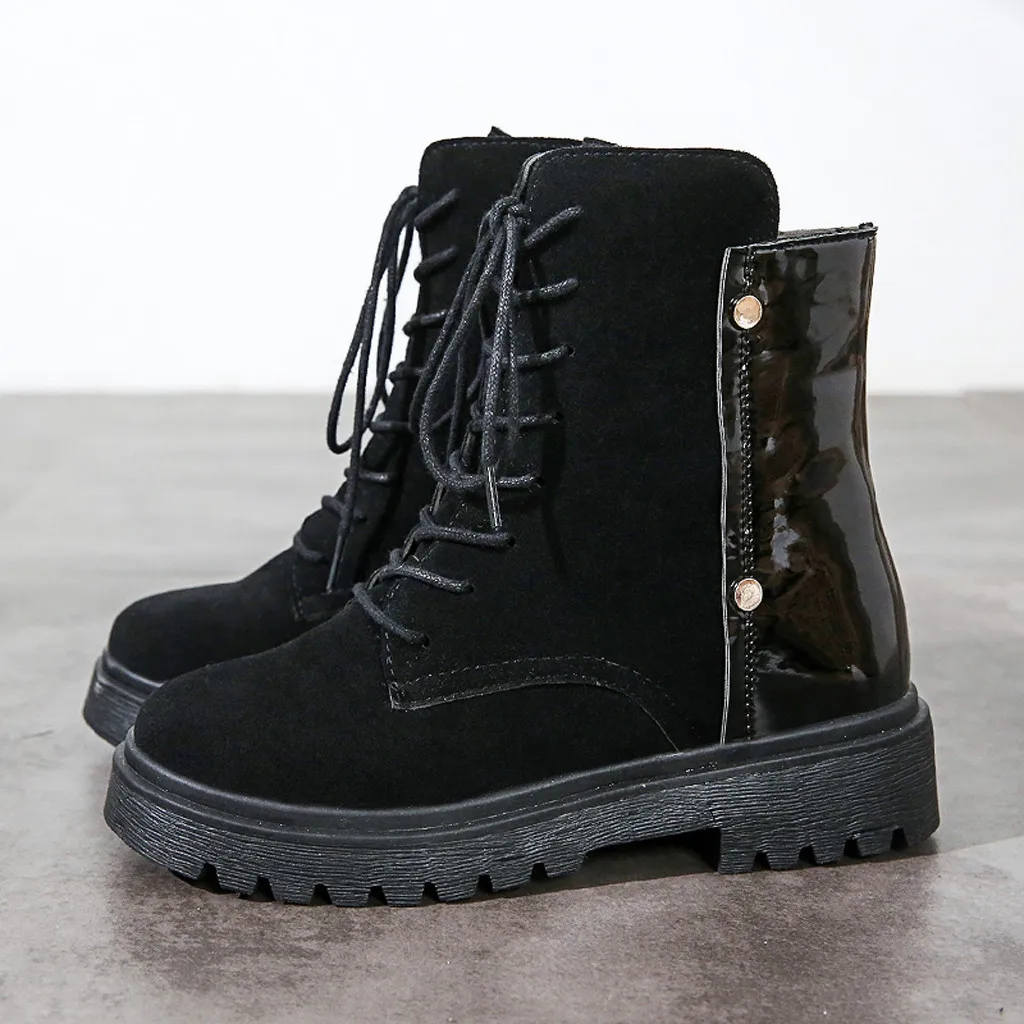 Женские ботинки Martin зимние Лоскутные с ремешком теплые на шнуровке для пешего