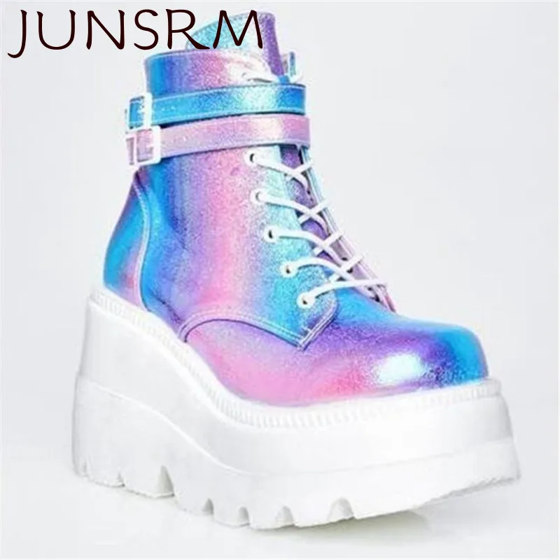 2020 новые зимние женские ботинки на платформе Модные ботильоны толстой подошве