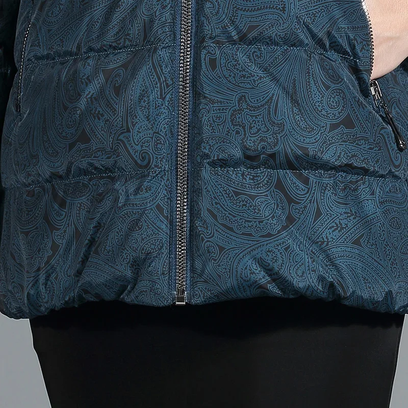 Women's Down Jacket Plus Size Short Winter Coat Women Middle Aged Ladies Detachable Hat Doudoune Femme Hiver KJ1055