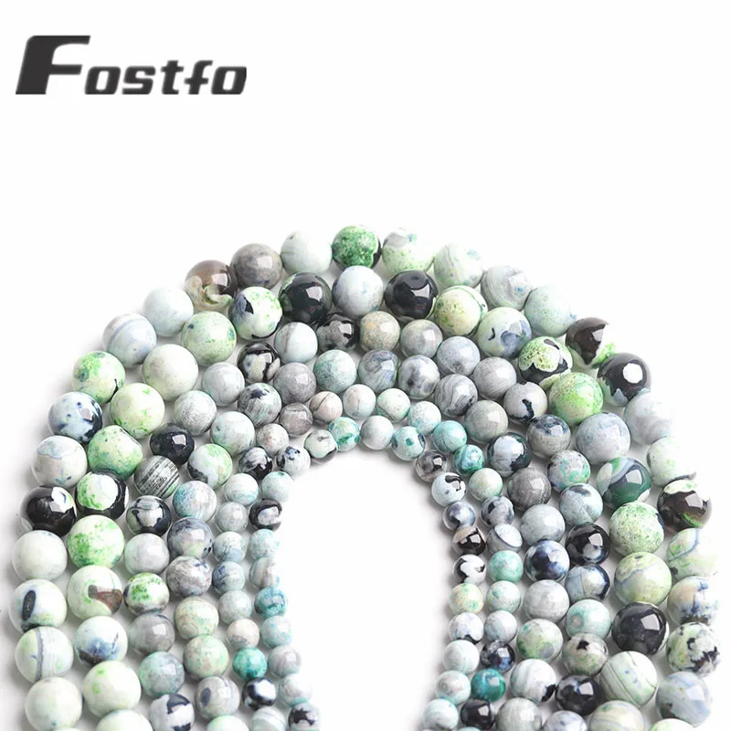 

Natural Stone Green Flame Agate Stone Beads For Jewelry Making DIY Bracelets Necklace Accessories 15" Strands 6/8/10mm