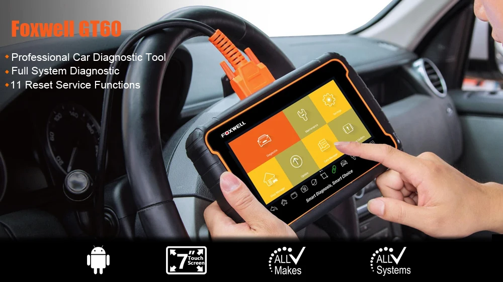 Foxwell GT60 OBD2 полная система диагностический инструмент OBD 2 считыватель кодов DPF BMS Инжектор Кодирование OBD2 автомобильный сканер обновление онлайн
