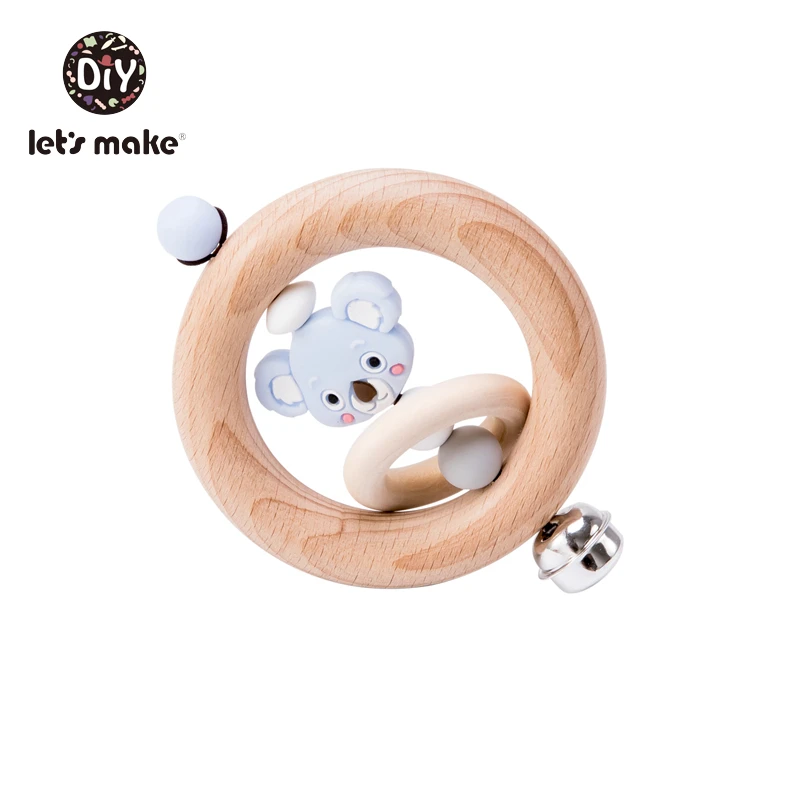 Koala rattle Детские игрушки, 1 шт., силиконовые бусины, мультяшная детская погремушка-прорезатель для зубов, кольцо из бука, 0-12 моль, детские рождественские подарки, коляска, давайте сделаем - Цвет: Koala rattle