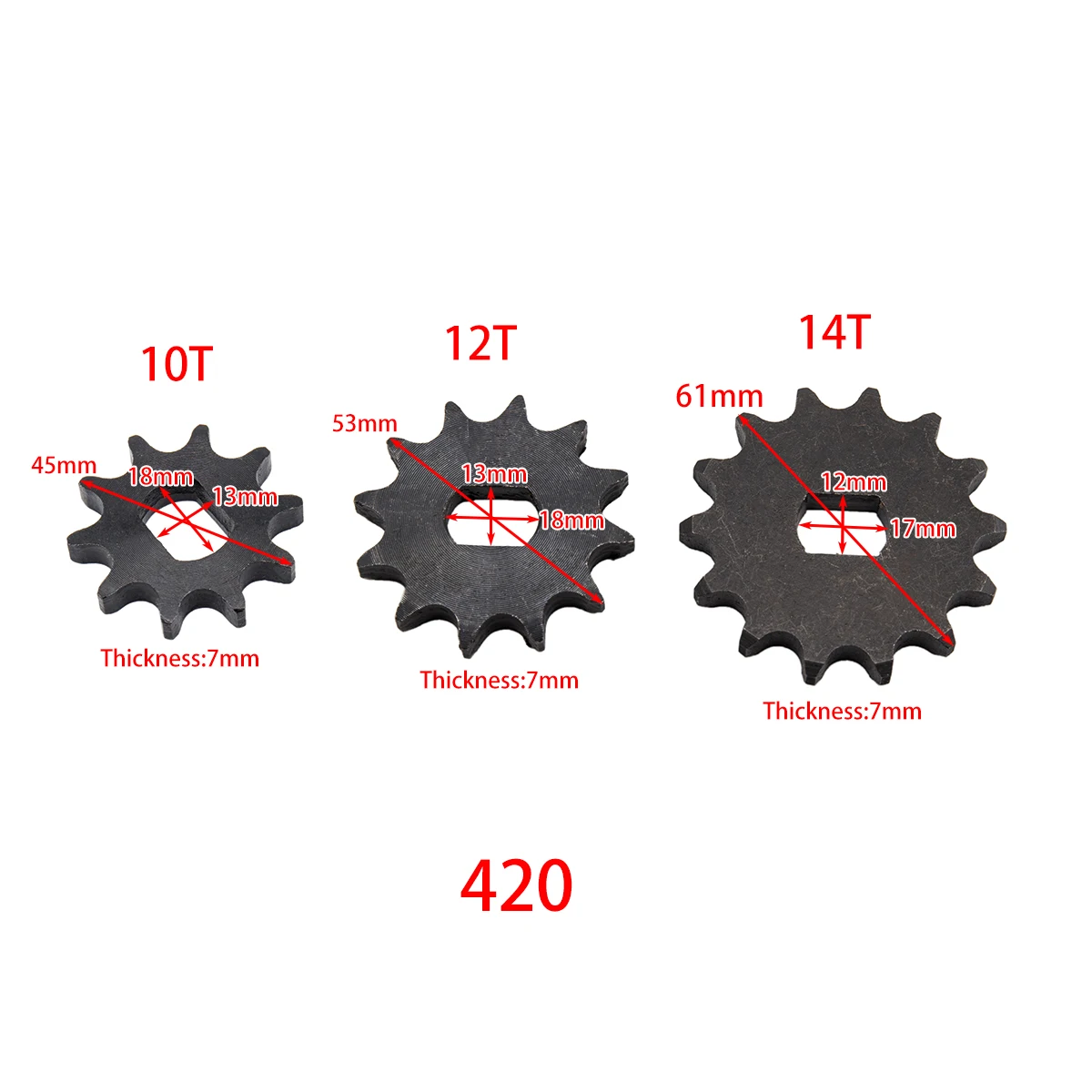 

Engine Chain Pinion 10T 12T 14T Gear 420 for MY1020 Gokart Motor Electric Scooter 10 tooth 12 tooth 14 tooth