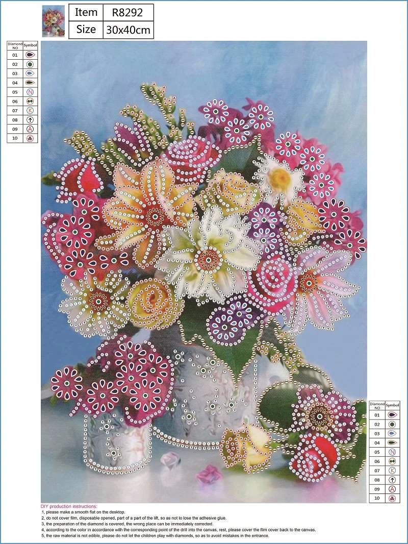 Beautiful Flowers 5D Special Shaped Diamond Painting Embroidery Needlework Rhinestone Crystal Cross Craft Stitch Kit DIY | Дом и сад