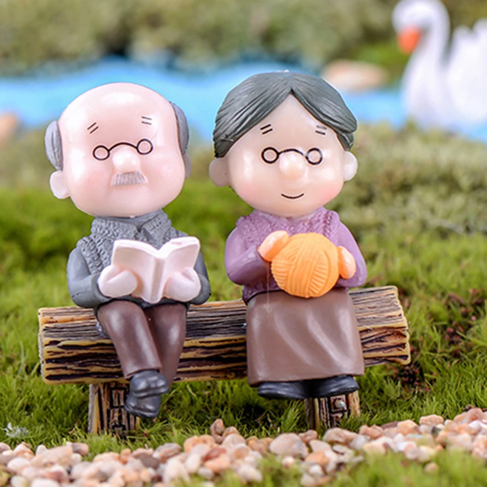 3Pcs/Set Grandparents Couple Chair Figurines DIY Miniature Scenery Ornaments HOT | Дом и сад