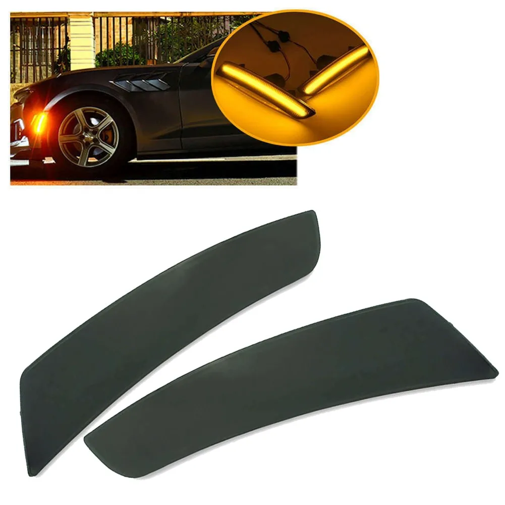 

2pcs LED Side Marker Lights Amber 3000K Front Smoke Lens Turn Signal Practical