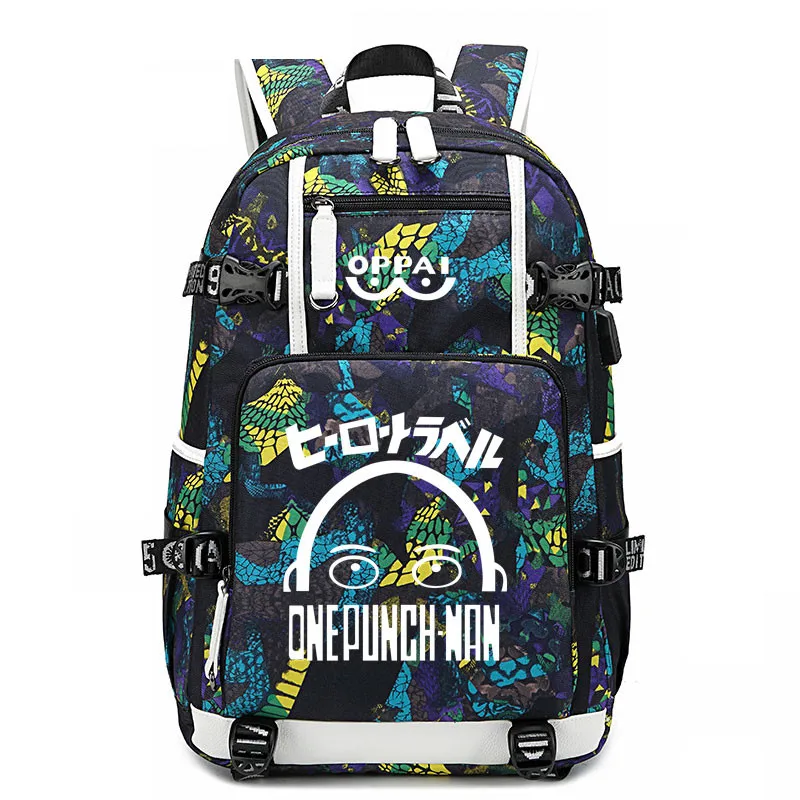 Anime ONE PUNCH MAN OPPAI Backpack USB Port Rucksack Bag Snake Pattern Student Teenagers School travel Shoulder Laptop | Багаж и сумки