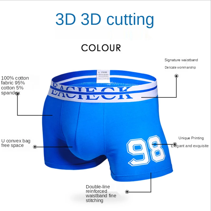 EACIECK NEW Mens Boxers Shorts Underwear Men Home Underpants Printed Men Boxer Cotton Soft Male Panties Homme Underwear Men 5Pcs