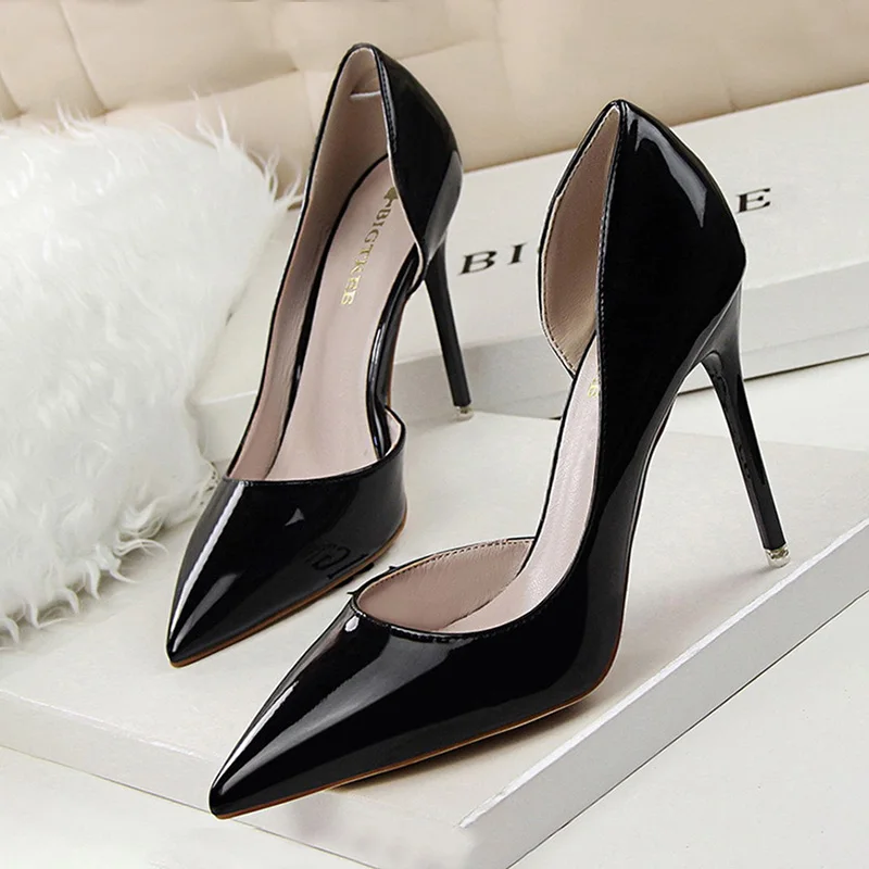 

BIGTREE Shoes High Heels Woman Pumps Stiletto Patent Leather Heels 2021 Fashion Woman Pumps Sexy Party Shoes Sandals Female Shoe