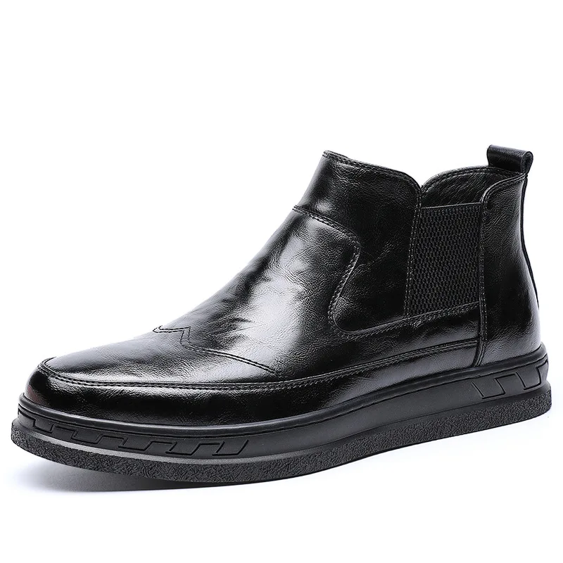 

England designer mens casual chelsea boots black cow leather shoes handsome platform bottes ankle botas de homens botines hombre