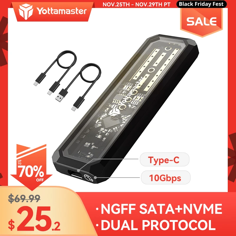 Yottamaster DF3 M2 NVMe SATA SSD Enclosure USB3.1 GEN2 Type C Interface 10Gbps M2 Enclosure for M-Key B-Key B+M Key SSD Case tomalin b key business skills paperback and cd