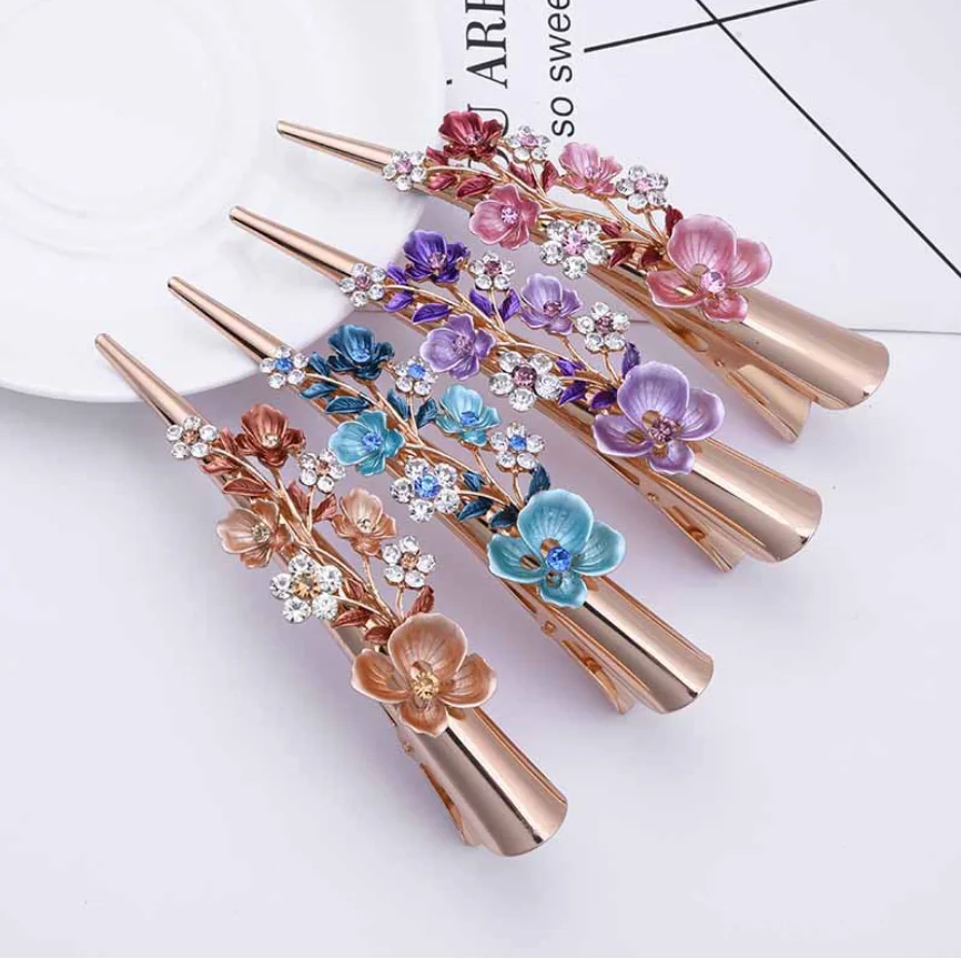 Earofcorn Retro Gun Gray Gold Color Flower Headdress Rhinestone Leaf Hairpin Elegant Woman Hair Jewelry Accessories | Украшения и