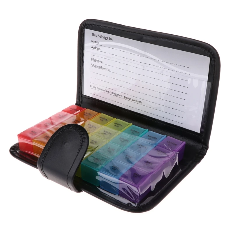

Jumbo Size 7 Days Pill Box Prescription Medicine Organizer PU Leather Pill Case