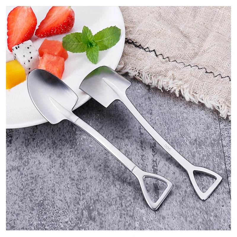 

Kitchen Accessories Creative Retro Shovel Coffee Spoon Stainless Steel Dessert Spoon Ice Cream Spoon Tip Shovel Flat Shovel