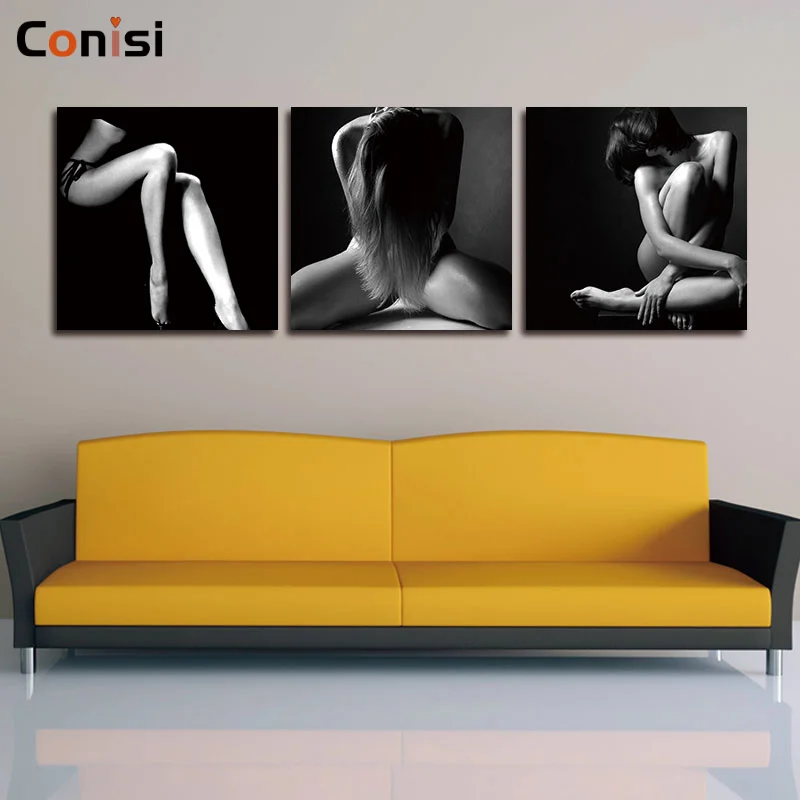Conisi Современная Обнаженная девушка холст картины 3 панели очаровательный боди