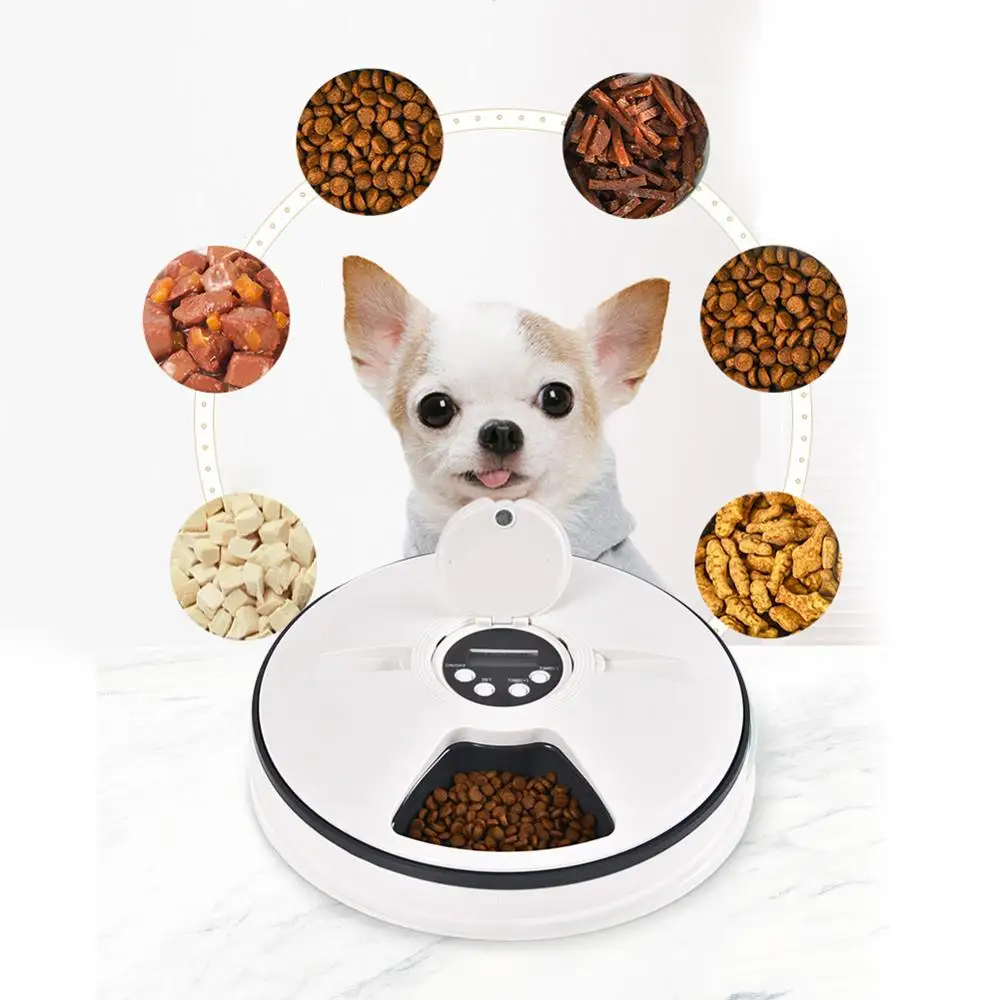 

Automatic Pet Feeder Timing Feeder 6 Meals 6 Grids Cat Dog Electric Dry Food Dispenser Dish Feed 24 Hours Timer Pet Supplies