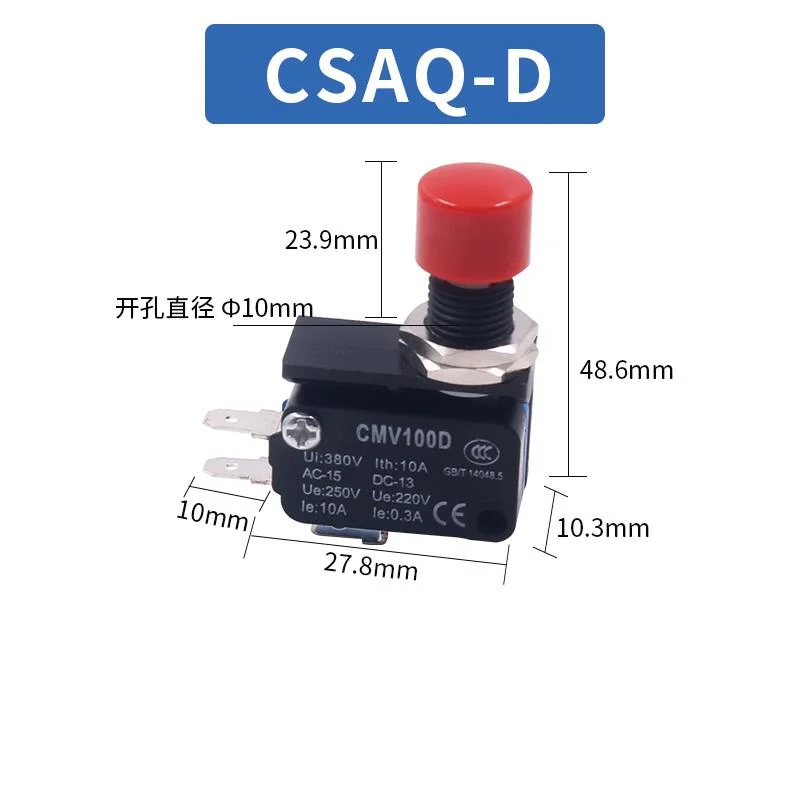 

10pcs min red button sliver contact micro switch fireproof 1NO 1NC self reset