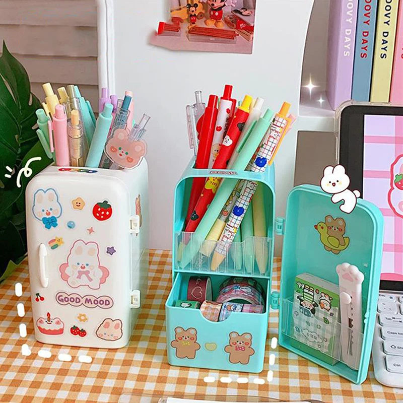 

Kawaii Organizer Refrigerator Pen Holder Student Cute Large-capacity Desktop Organizer Storage Creative Tube Pencil Case