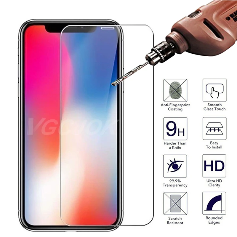 С уровнем твердости 9H 2.5D защитное стекло на iphone X XS 11 Pro Max XR 7 8 плюс Экран протектор Защитная пленка из закаленного стекла чехол для iphone 5S, SE 5 4S 4/6 S 6 Plus Full glue, прозрачная стеклянная пленка чехол