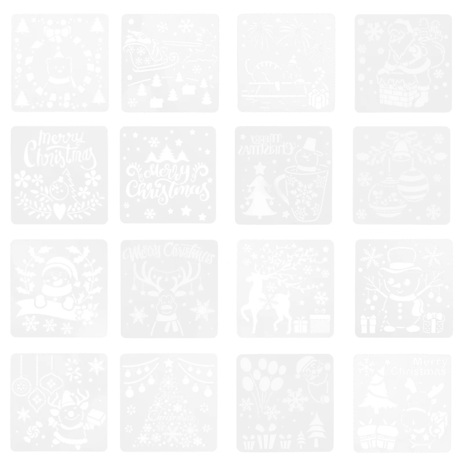 

16Pcs Delicate DIY Christmas Painting Templates Stencils for Craft Art Painting (White)