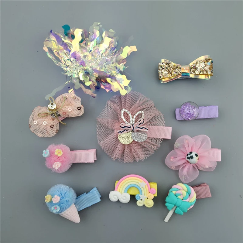 10 шт./кор. головные уборы для девушек набор бант Корона кружева заколки волос