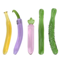 fruit vegetable anal plug artificial penis glass beads butt plug sex toys for men women eggplant banana dildo adult products