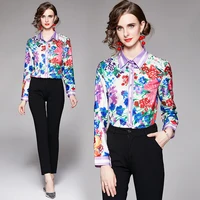 flower printing camisas feminina button up blusas elegantes femeninas ol daily blusas de mujer bonitas y baratas koszula damska