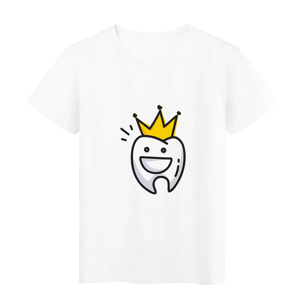

Teeth Series Women T Shirt Popular Healthy little teeth Graphic Print Clothing Top Simplicity Spring Korean Oversize New Tshirt