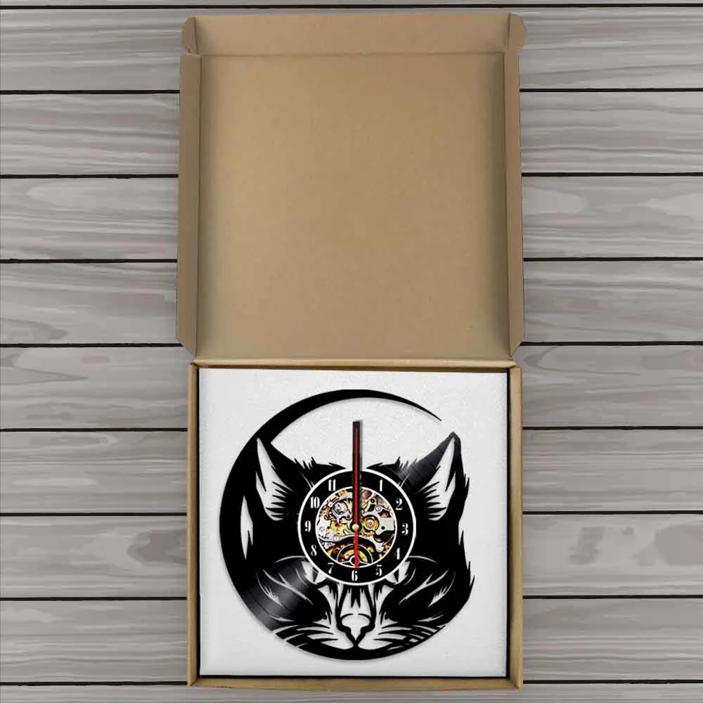 Настенные часы с изображением котят и головы декоративные виниловой пластиной