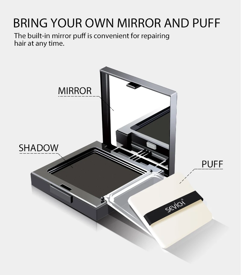 

3 Colors Hair Concealer Powder Instantly Cover Up Sevich 12g Hair Line Powder Waterproof Dark Brown Hair Shadow Powder TSLM1