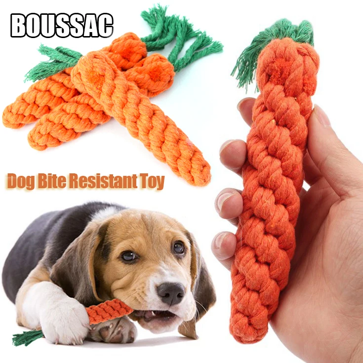 Dog Toys Bite Resistant Pet Dog Chew Toys for Small Dogs Cleaning Teeth Puppy Carrot Cotton Rope Pet Playing Toy Accessories
