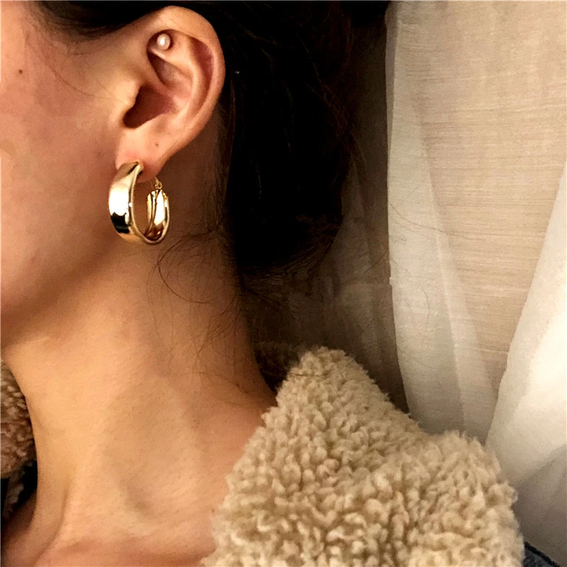 Серьги-кольца AOMU в стиле хип-хоп для мужчин и женщин широкие круглые ювелирные