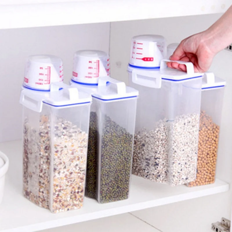 

Kitchen Storage Box Rice Cylinder With Flour Sealed Barrel Kitchen Thick Plastic Cover Rice Barrel Rice Box Food Organizer