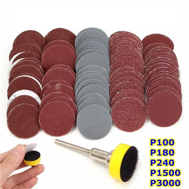 

100Pcs 25mm 100-3000 Grit Sanding Discs + 1" Abrasives Hook & Loop Backer Plate + 1/8inch Shank Set For Polishing Tools