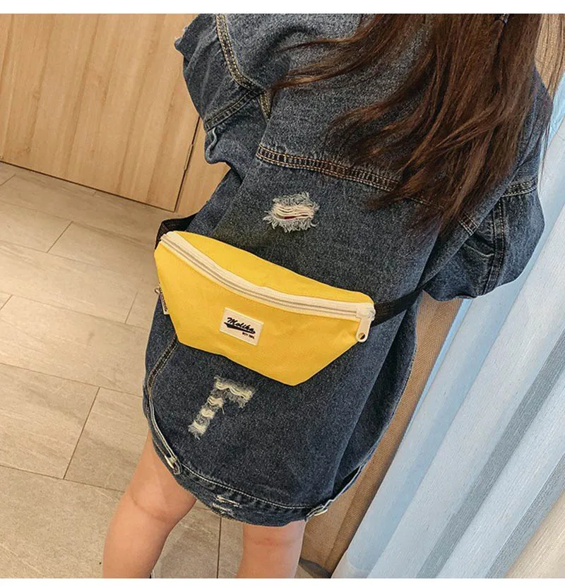 Детская нагрудная сумка Холщовый саквояж на молнии с надписью вместительный