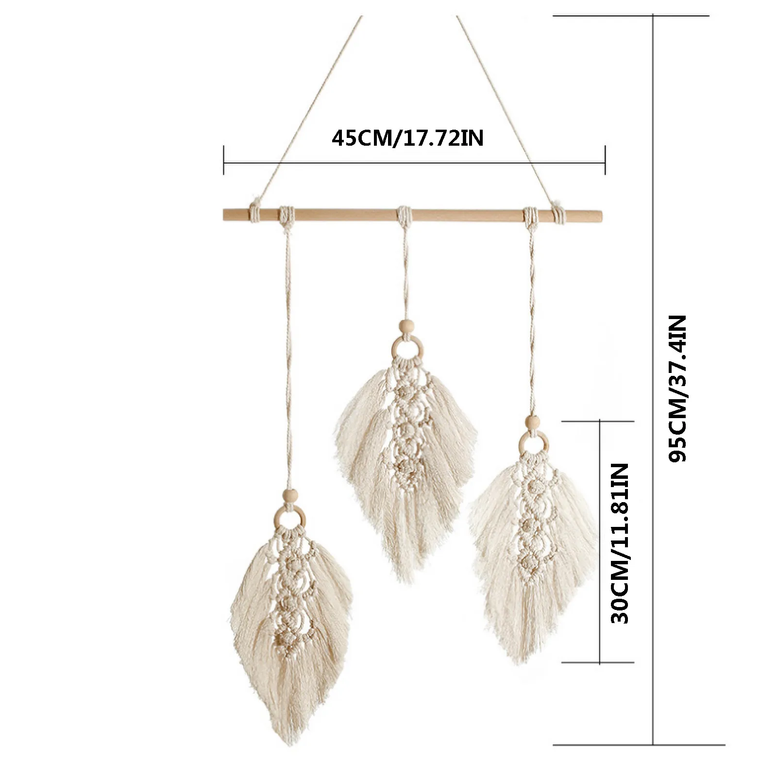 Мини гобелен с изображением листьев макраме стене висит в богемном стиле