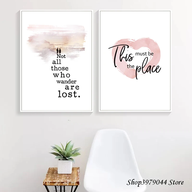 Это должно быть место холст художественный постер розовое сердце печать