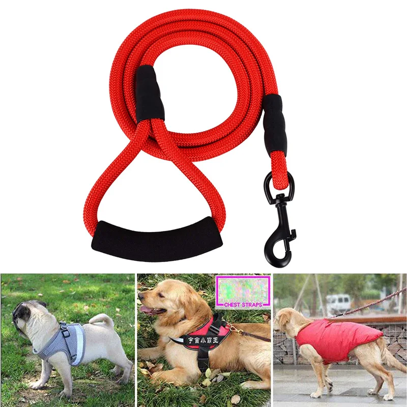 Поводок для собак толстый прочный нейлоновый Радужный поводок мягкая ручка и