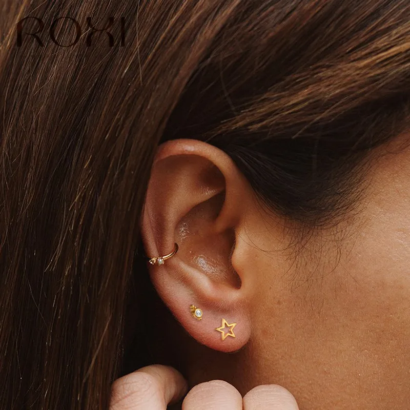 

ROXI 925 Sterling Silver Hollow Star Stud Earrings For Women Gift Sterling-silver-jewelry Prevent Allergy Brincos Korean Earring