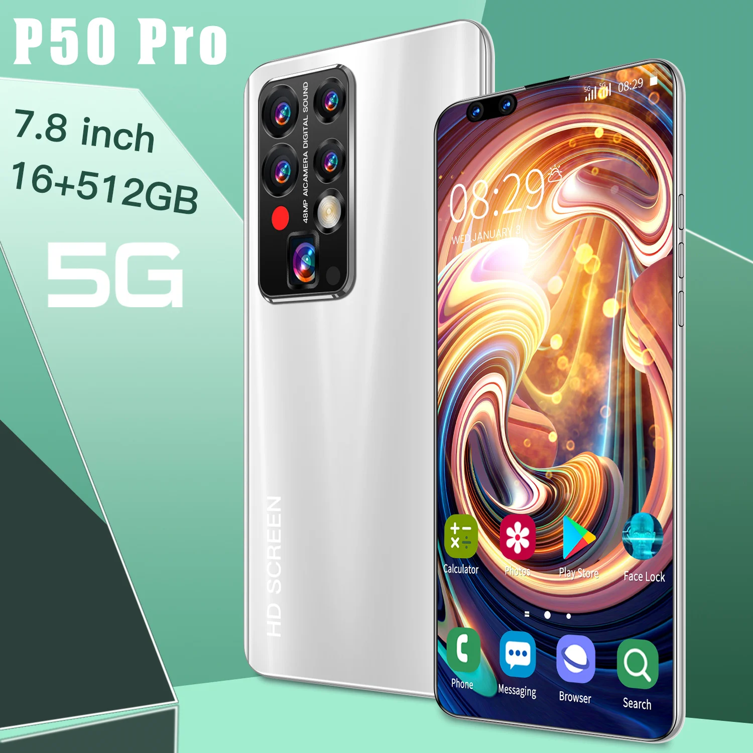 

Gobal Version P50 Pro Smartphones MTK6889 10 core Support 16GB RAM 512GB ROM Dual SIM 40MP+48MP Face Id 7.8Inch Screen Andriod11