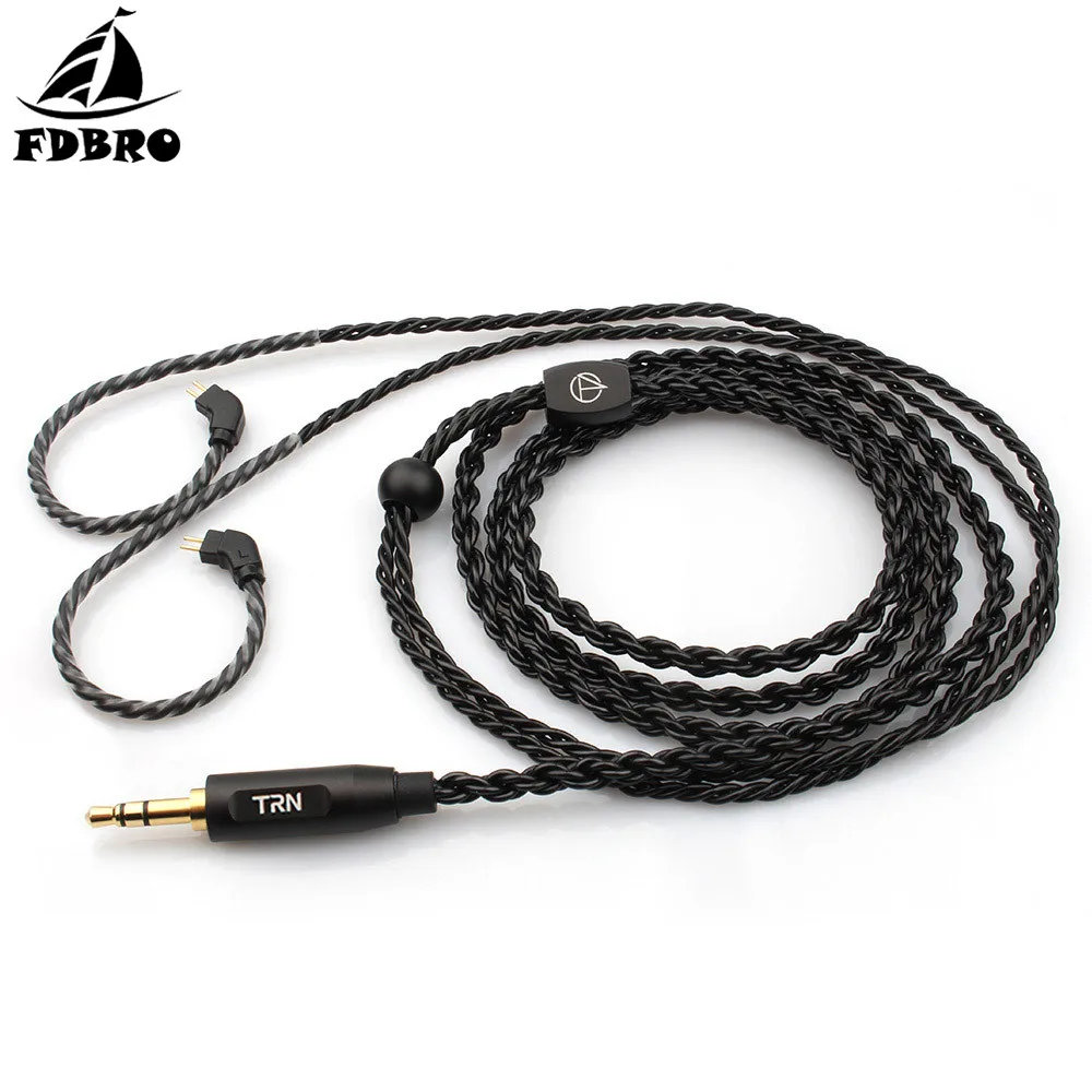 FDBRO TRN 6 ядро высокой чистоты медный кабель с 3,5 мм MMCX/2Pin разъем для TFZ TRN V30 V80 IM1 AS10 ZS10 AS06 C10