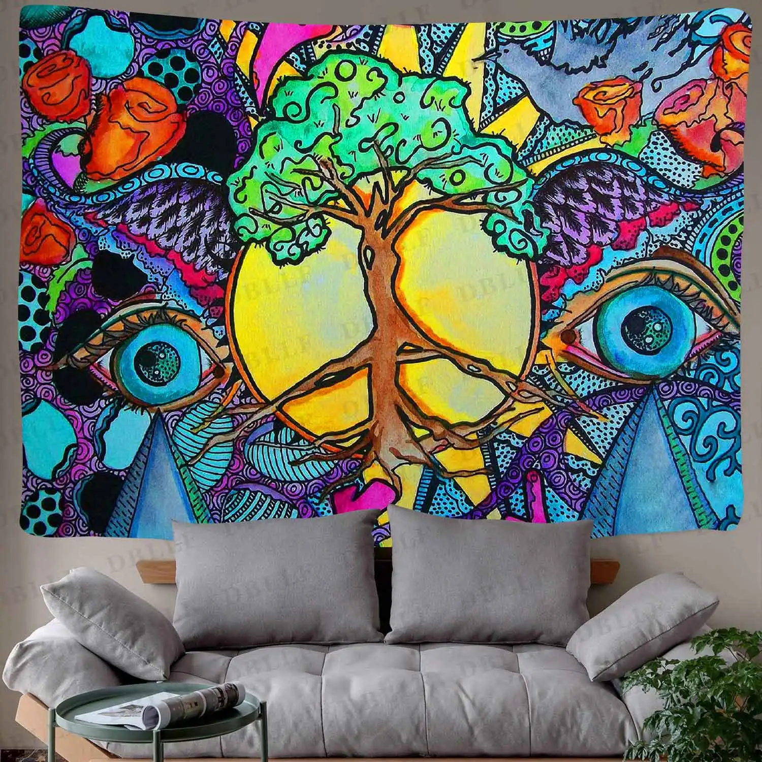 Simсант красочная фотография Психоделическое дерево жизни Луна искусство