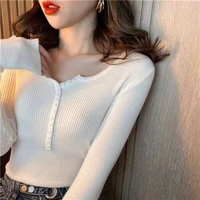v neck sweater womens spring dress new style with slim bottom shirt shows thin knitting sexy long sleeve top