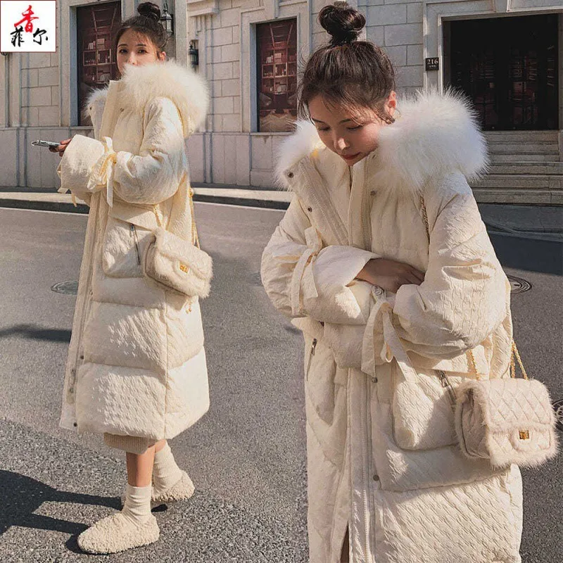 

Женская зимняя куртка-пуховик, Повседневная Длинная теплая парка в уличном стиле, M-white, 2021