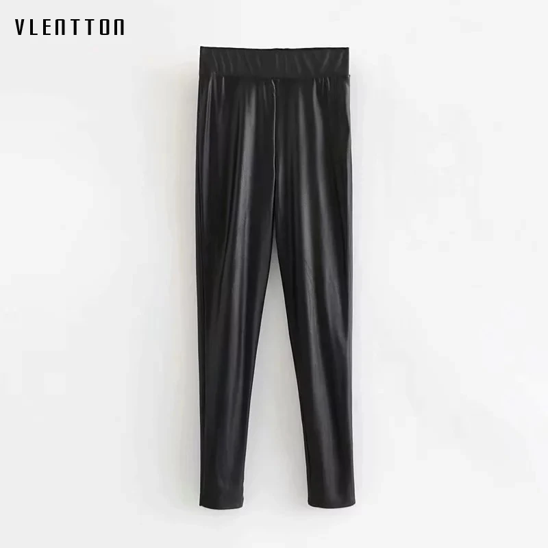 Осенние зимние сексуальные обтягивающие брюки из искусственной кожи женские