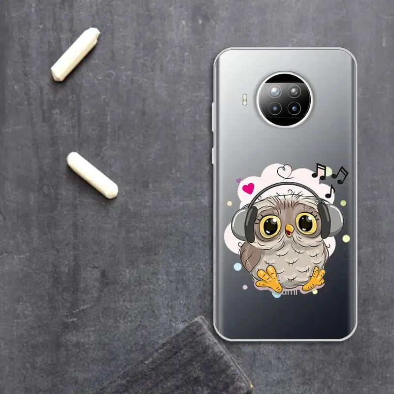 

Cute Owl cartoon animal Phone Case Transparent for Xiaomi Redmi note 10 t 8 9 pro lite 11