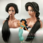 Парик для косплея принцессы из мультфильма Жасмин, термостойкий искусственный волос с длинной косичкой и шапочкой