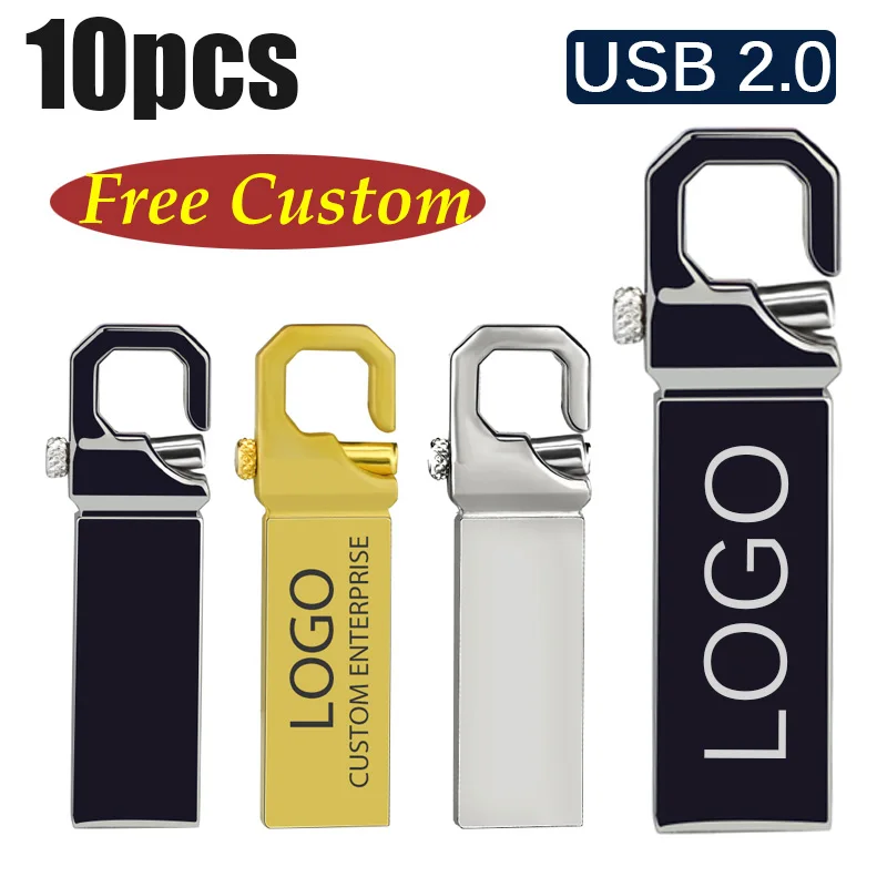 Недорогой USB 2.0 металлическая пряжка 8 ГБ 16 32 64 Гб 10 шт. Флешка флэш-накопители
