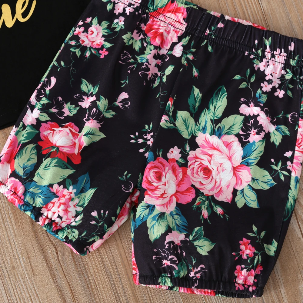 Хлопковая рубашка шорты и шарф для мальчиков девочек с круглым вырезом цветочным